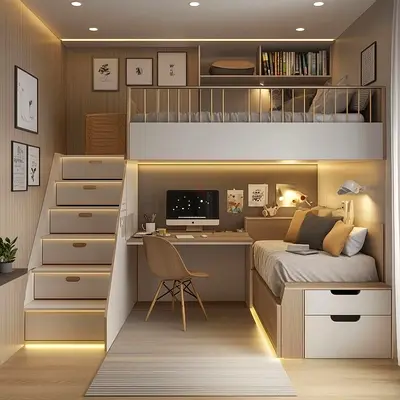 Stylish and Functional Loft Bed with Study Area