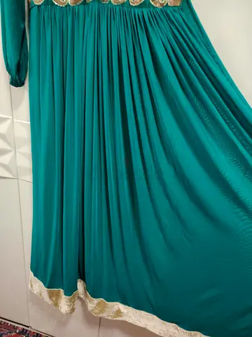 Elegant Teal Dress with Embellished Detailing