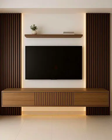 Modern Entertainment Center with Floating Shelf