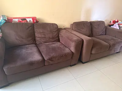 Comfortable Brown Fabric Sofa Set