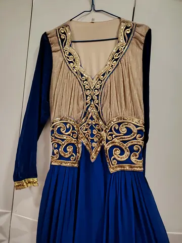 Elegant Blue Embellished Long Dress