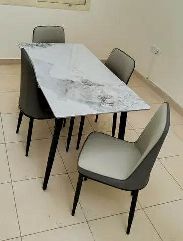 Stylish Marble Top Dining Table with Chairs