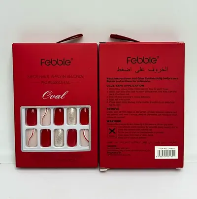 Febble - Classic Red with Gold Accent Press-On Nails (Original