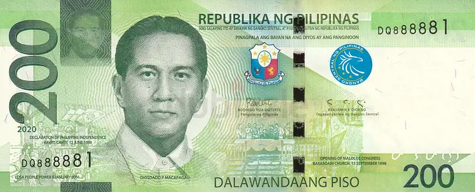 PHILIPPINES 200 PESOS FANSY S/N BANKNOTE 2020