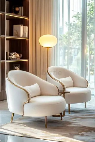 Elegant Cream Upholstered Lounge Chairs