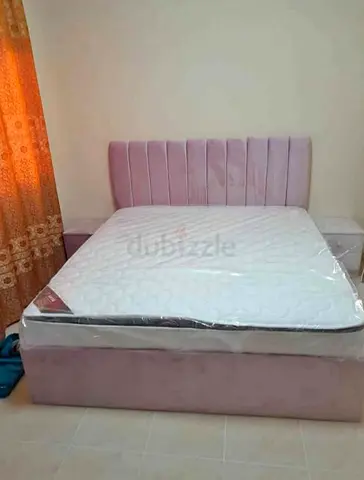 Modern Pink Velvet Bed with mattress QUEEN SIZE