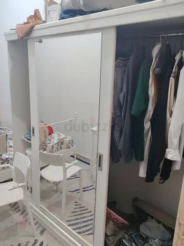 Stylish White Wardrobe with Mirror