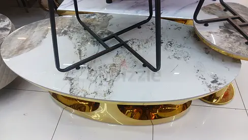 Elegant Marble Coffee Table with Gold Accents