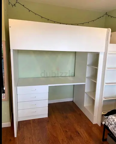 Stylish Modern Loft Bed with Desk and Storage