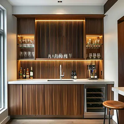 Elegant Home Bar Unit with Wine Cooler