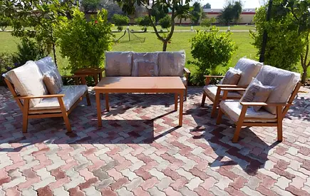 Wooden Color Brown Aluminium Very Good Quality Garden Outdoor Sofa Set