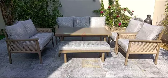 9 Seater Beige color Outdoor Sofa , Garden Furniture Set  With Big Table