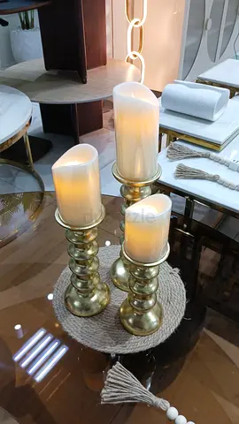 Elegant LED Candle Holders on Decorative Tray