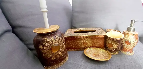 Bathroom set 5 pieces Gorgeous luxurious  gold and brown