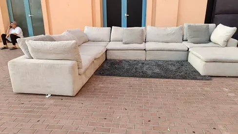 Looks great Pan Emirates pianca feather 🪶 filled U Shape Sofa with footstool