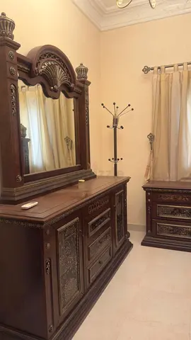 Elegant Antique Style Dresser and Mirror Set