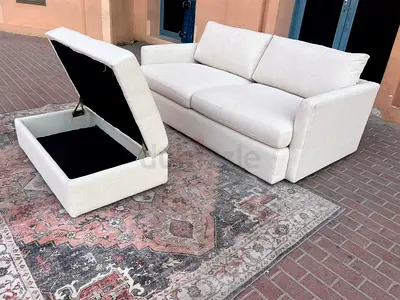 CrateBarrel three Seater Sofa Beige without footstool