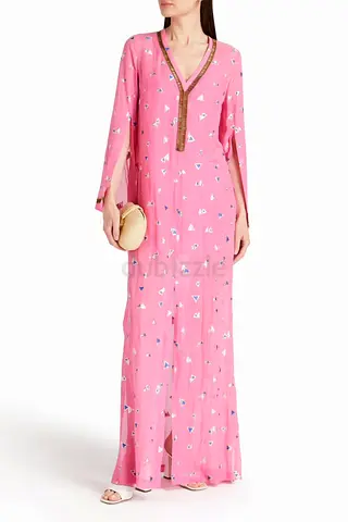 SEMSEM . Beautiful Pink Kaftan Dress with Decorative Details