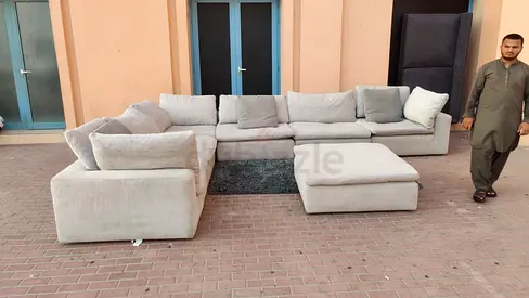 Feather 🪶 filled Modular Pan emirates pianca Sofa with footstool