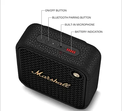 Marshall Willen II Portable Bluetooth Speaker, Black  Brass. Brand New