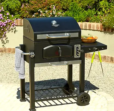 Uniflame 60cm American Charcoal Grill – Cast Iron BBQ, Outdoor Garden Cooker