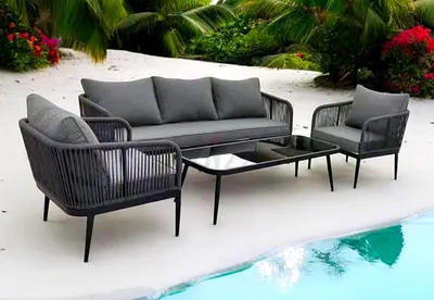 Elegant Black Rope Design Luxury Outdoor Garden Set