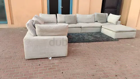 Feather 🪶 filled Modular Living room Pan Emirates U Shape Sofa with footstool