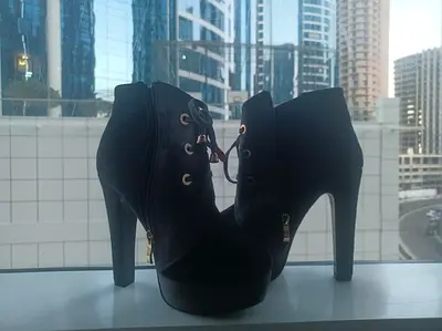 Stylish Black and Grey High Ankle Boots