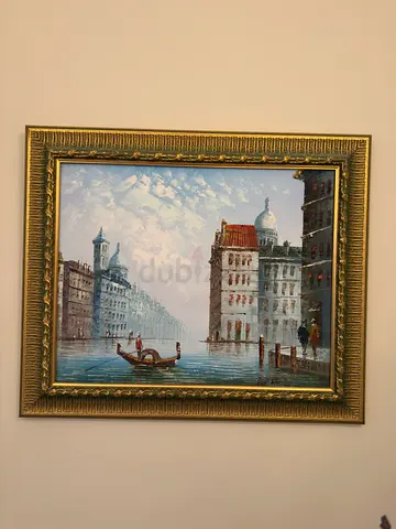 Venetian Canal Oil Painting Framed