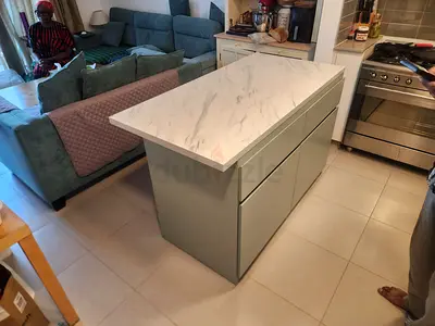 Stylish and Modern Kitchen Island with Marble Top