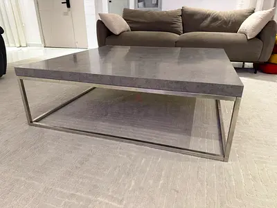 Modern Coffee Table with Sleek Stainless Steel Base
