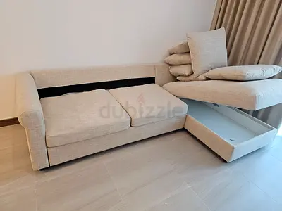 Ikea Gronlid L shape sofa Bed with storage Beige