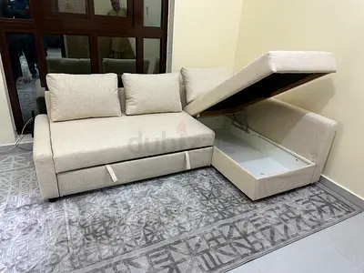 IKEA Friheten L shape sofa com bed with storage beige