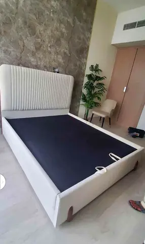 Elegant Modern Bed Frame with Upholstered Headboard