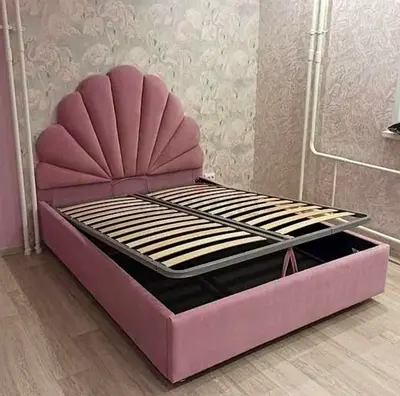 Stylish Pink Velvet Queen Size Bed With Hydraulic Storage