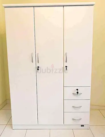 Sturdy White Wardrobe with Drawers