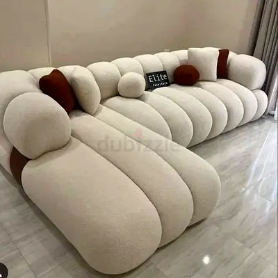 Contemporary Plush Curved Sofa for Sale