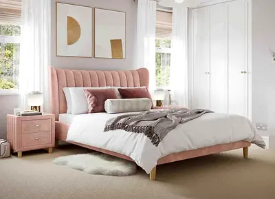 Modern Pink Velvet Bed
