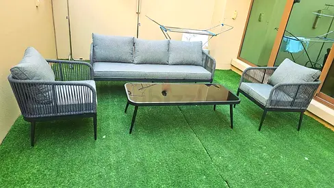 5 Seater Dark Grey Rope Design Garden Sofa Set