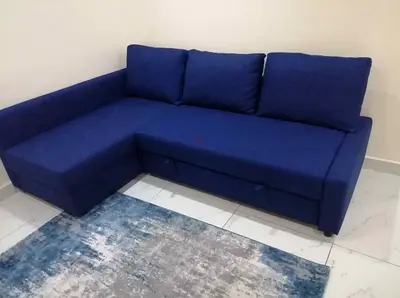 Comfortable Blue Sectional Sofa with Storage