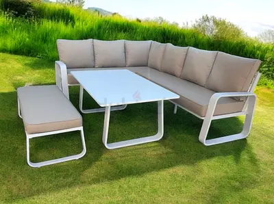 Super High Quality White Aluminium Corner Garden Sofa Set