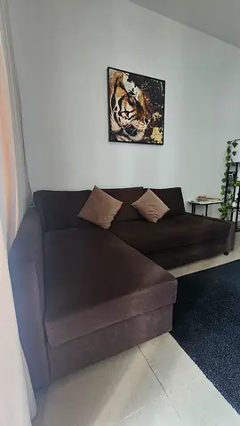 Stylish Dark Brown L shape sofa bed