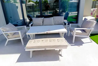 Stunning White Aluminium 7 Seater Outdoor Garden Sofa with Big Table