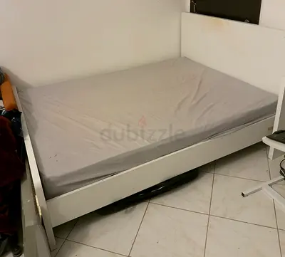 White Bed Frame with Mattress for Sale (Price Negotiable)