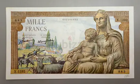 France 1000 Francs Banknote,  1942, Extremely Fine