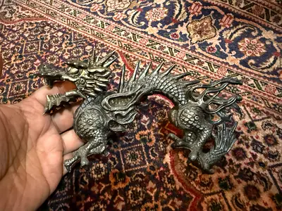 Antique Exquisite Bronze Dragon Figurine