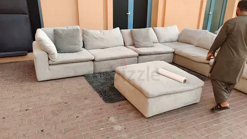 Pan Emirates pianca feather filled Modular Living room Sofa with footstool