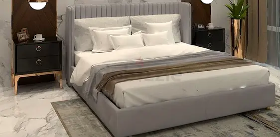 Light gray 160*200 Queen size bed