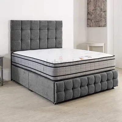 Elegant Grey Upholstered Bed Frame with Warranty