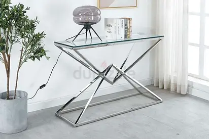 Stylish Modern Console Table with Glass Top